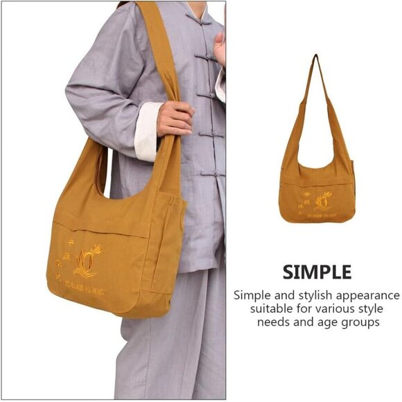 Crossbody Monk Bag: Thai Monk Buddha Crossbody Buddhist Canvas Sling Bag for Tem - Picture 4 of 9
